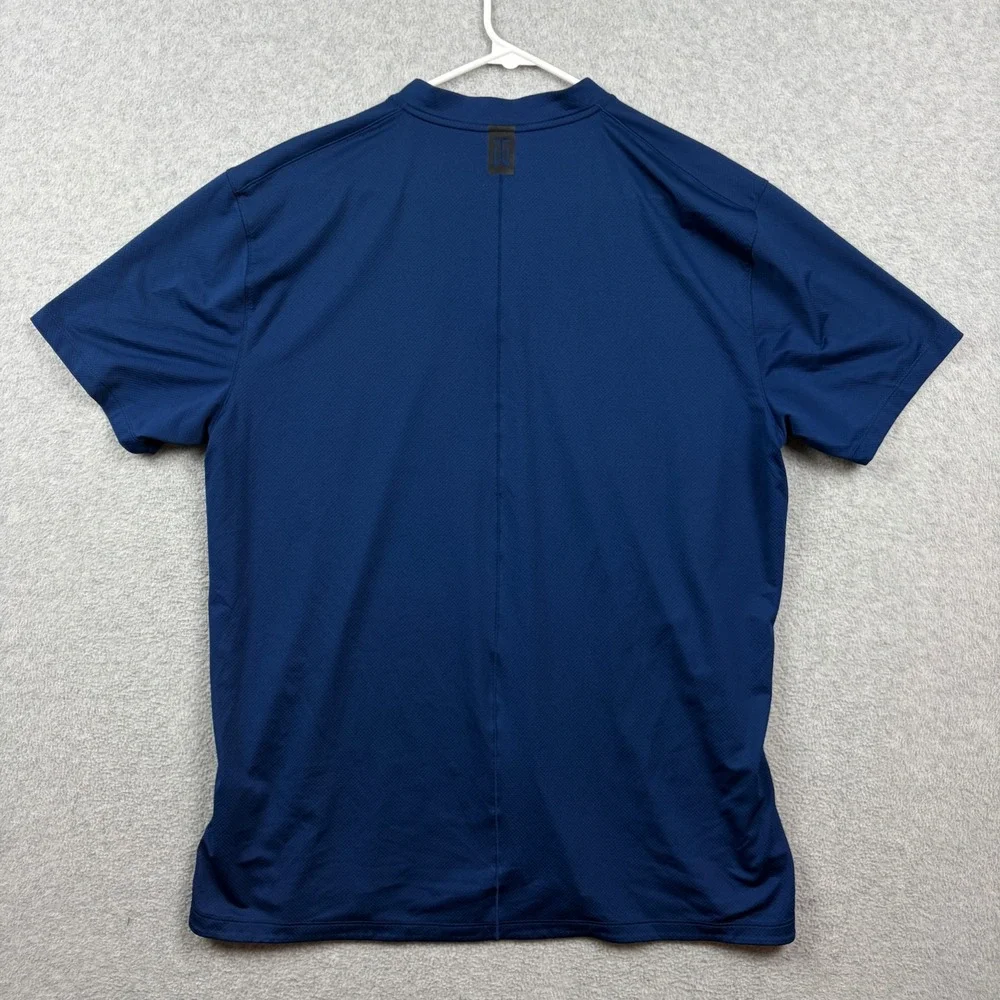 Nike Tiger Woods Polo Shirt Mens Large Blue Vapor Blade Collar Dri Fit Golf